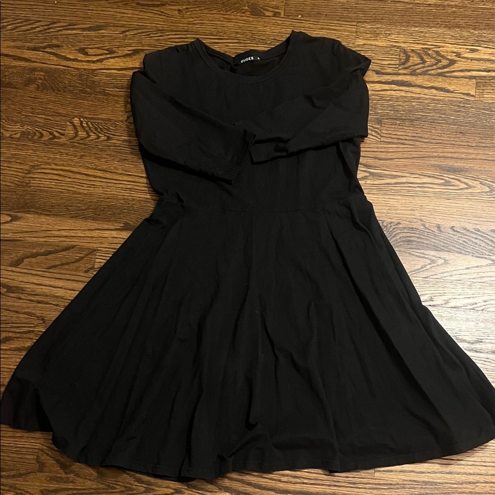 OUGES Black Fit and Flare Swing Dress